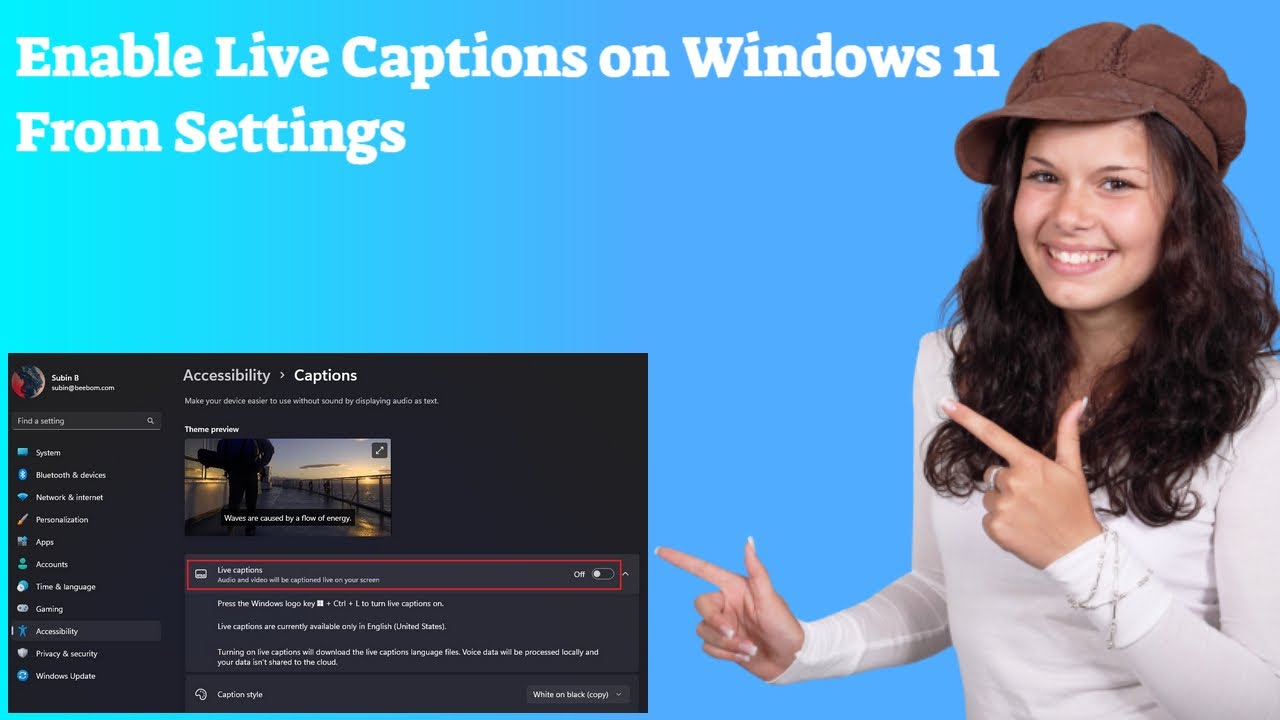 Enable Live Captions on Windows 11 From Settings