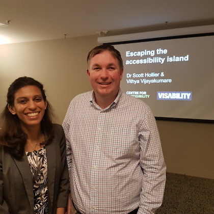 Dr Scott and Vithya in the conference hall