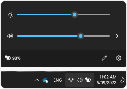 Screenshot of the volume slider from the System Tray 