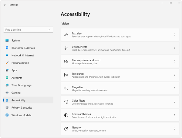 Screenshot of the location of the visual effects setting in the accessibility menu. 