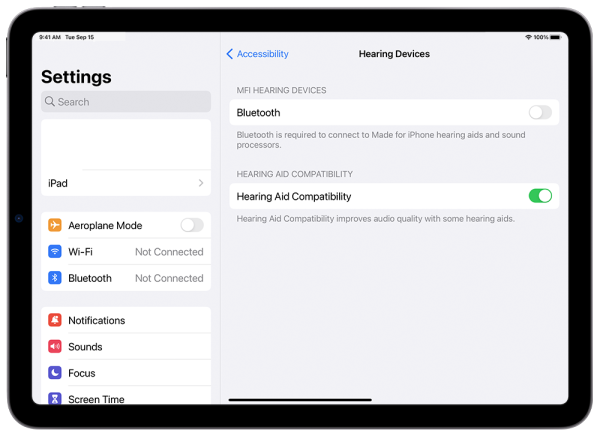 Features in the Hearing Devices menu.