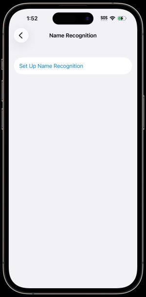 Name Recognition set up page