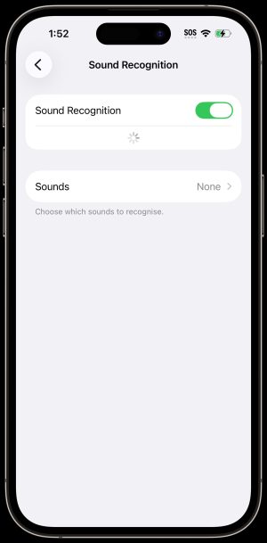Sound recognition toggle enabled.