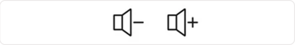 Screenshot of two speakers, the left one symbolising a decrease in volume and the right symbolising an increase in volume.