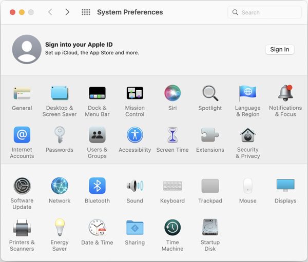 Screenshot of System Preference menu with General selected.