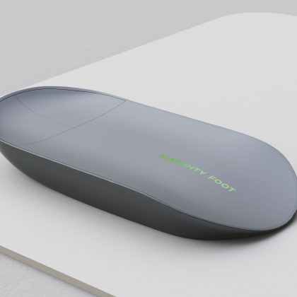 Image of the foot mouse grey in colour with green writing