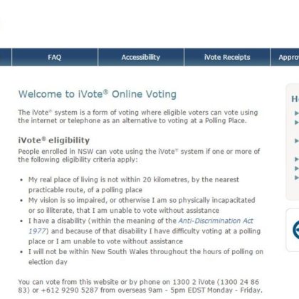 Image is of the online iVote registration template.,