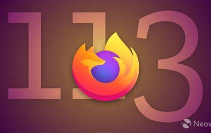 Image of the Firefox logo with 113 enlarged behind it.