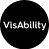 Image of black round circle, with VisAbility written in white inside. The VisAbility logo.