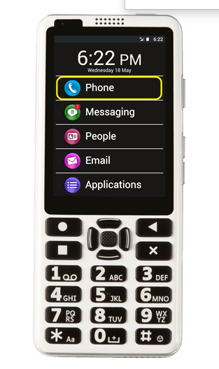 An image of the RAZ accessible mobile phone, with buttons. 