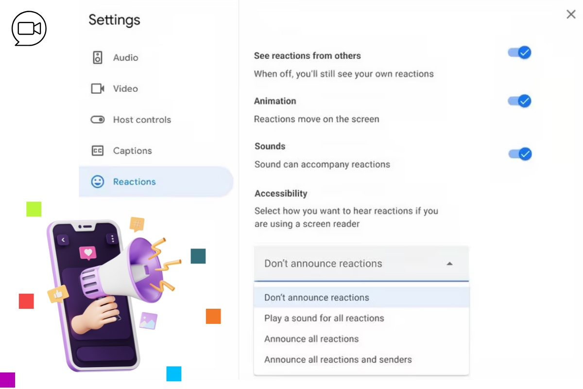 Image is of an accessibility menu.