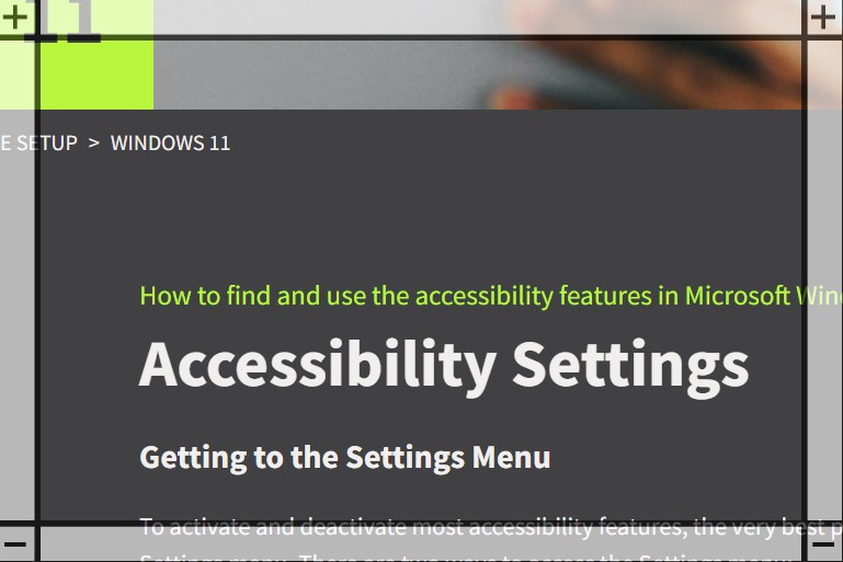Screenshot of the magnifier with zoom in and out on Windows11 touchscreen