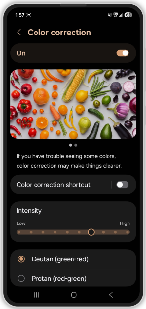 Colour correction menu.