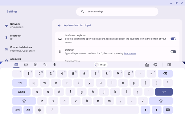 Screenshot of virtual keyboard