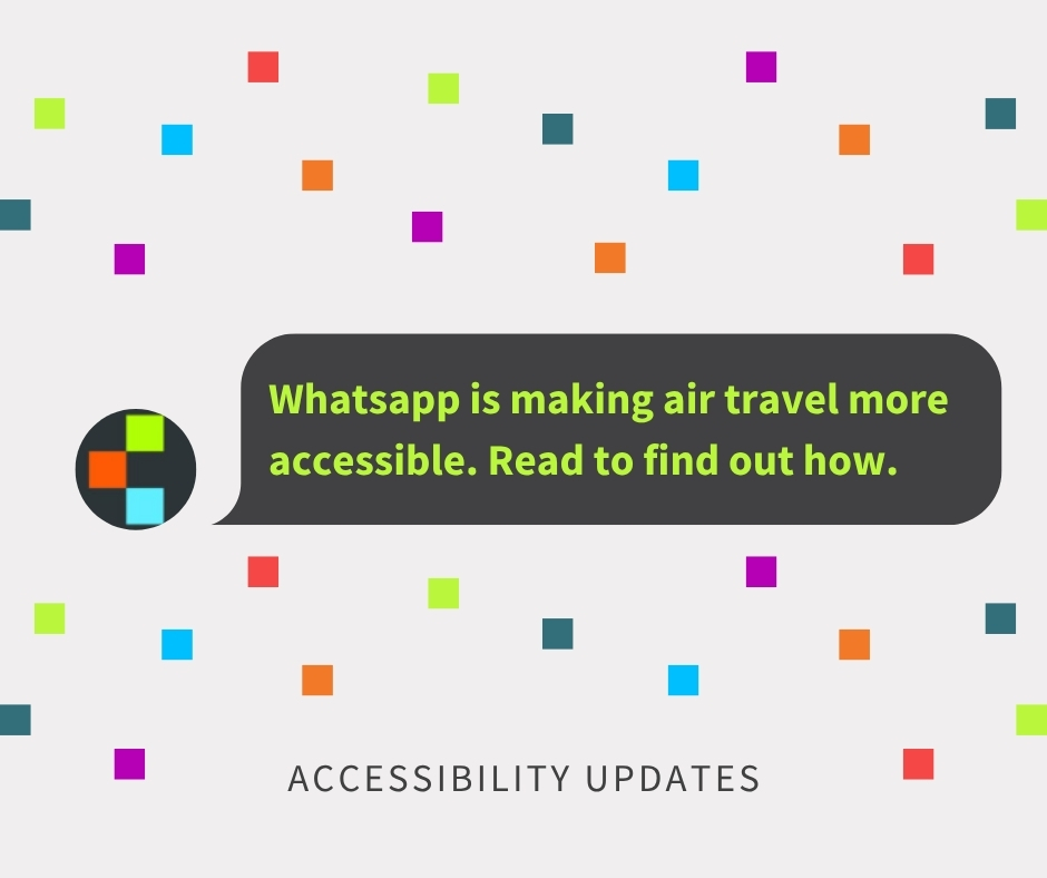 white graphic image of a chat message reading "Whatsapp is making air travel more accessible. Read to find out how." There is a circular image of CFA Australia's profile picture.